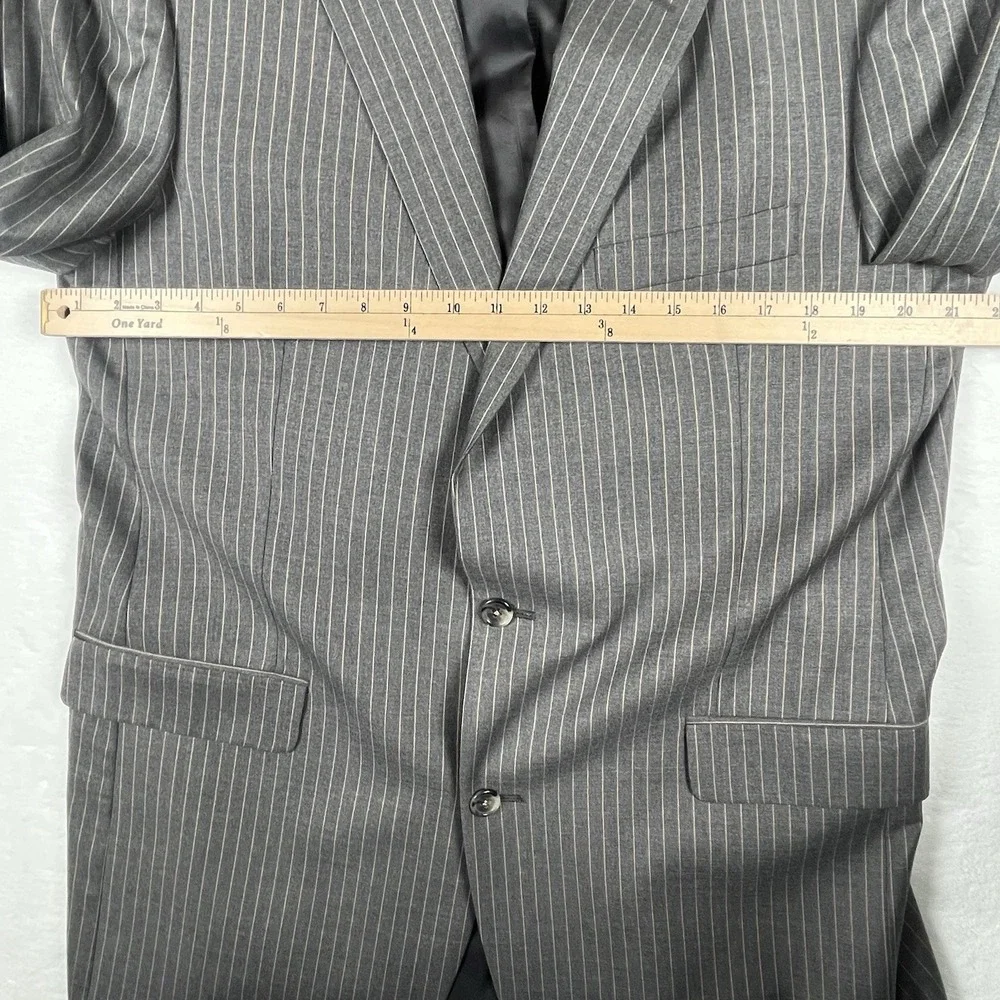 Brooks Brothers Blazer Mens 42L Gray Pinstripes 100% Wool Two Button USA Union